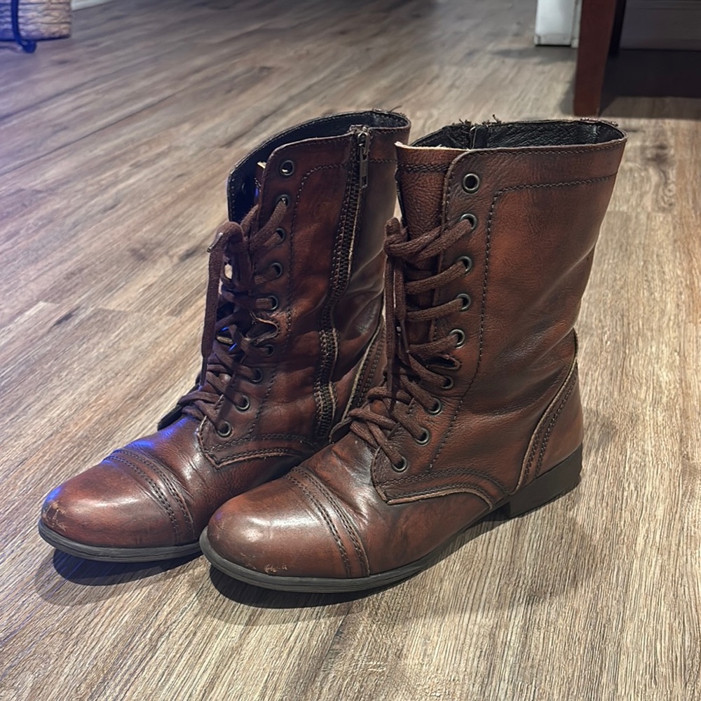 Steve Madden Brown Combat Moto Boots